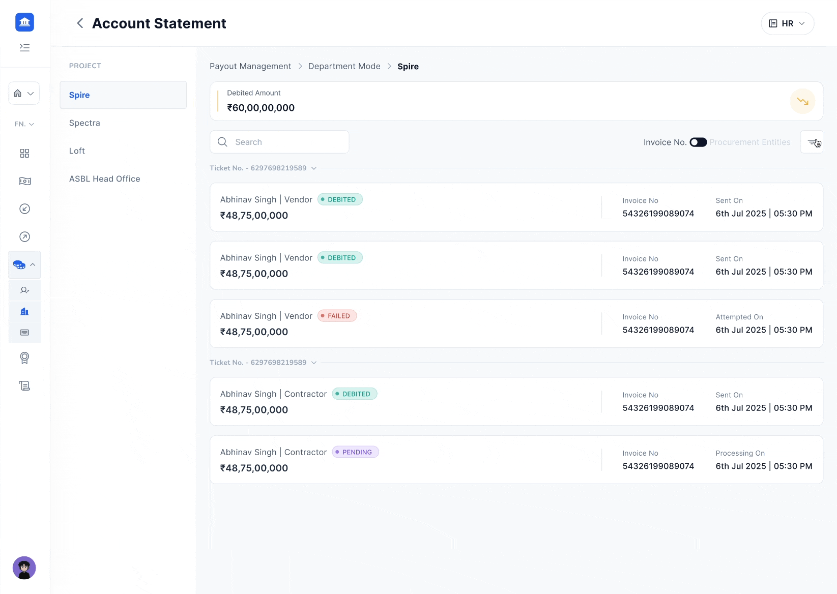 Account Statement dashboard